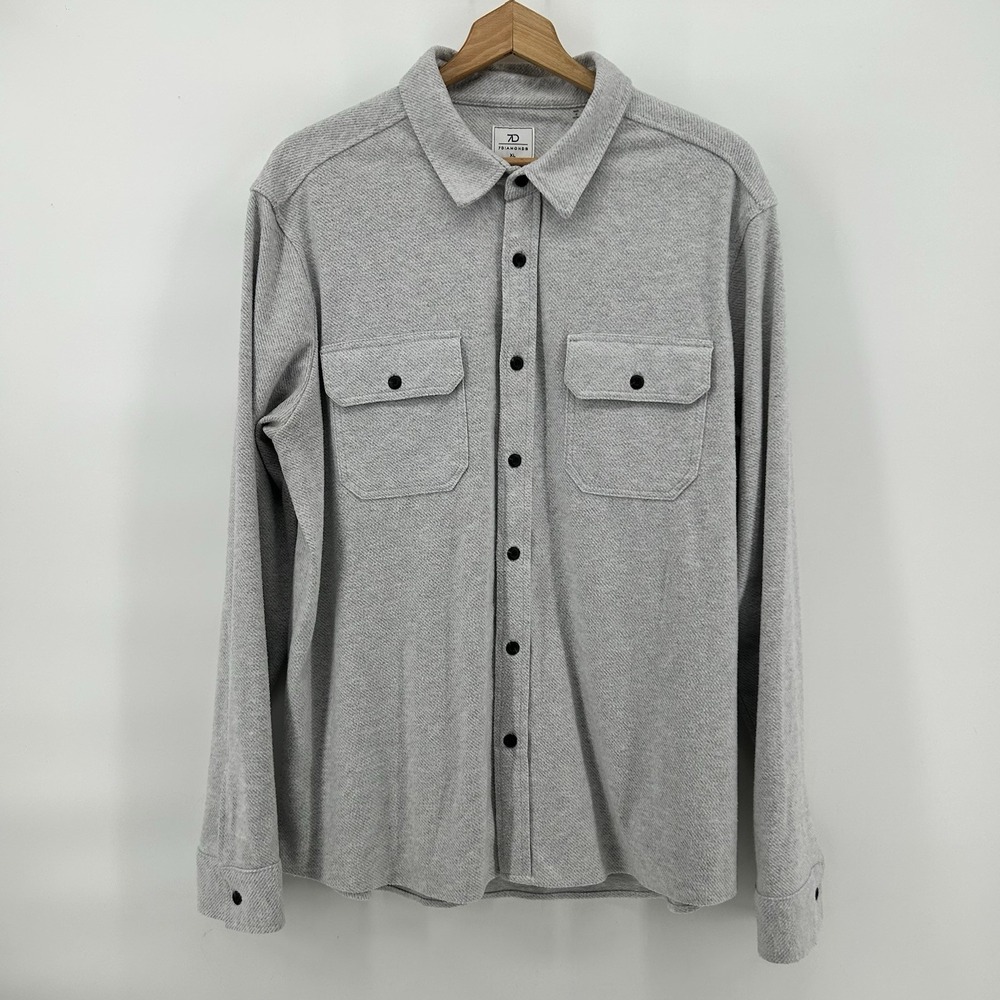 7 Diamonds Generation Soft Flannel Shirt Mens XL Gray Button Up Casual Luxury